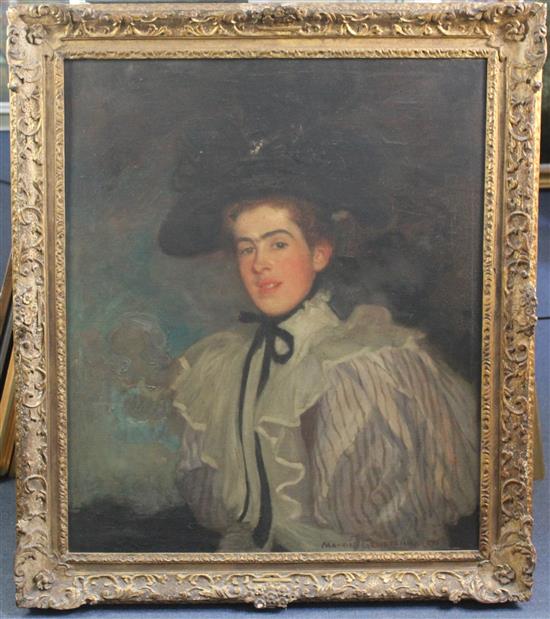 Maurice William Greiffenhagen (1862-1931) Portrait of Miss Somers, 32 x 27in.